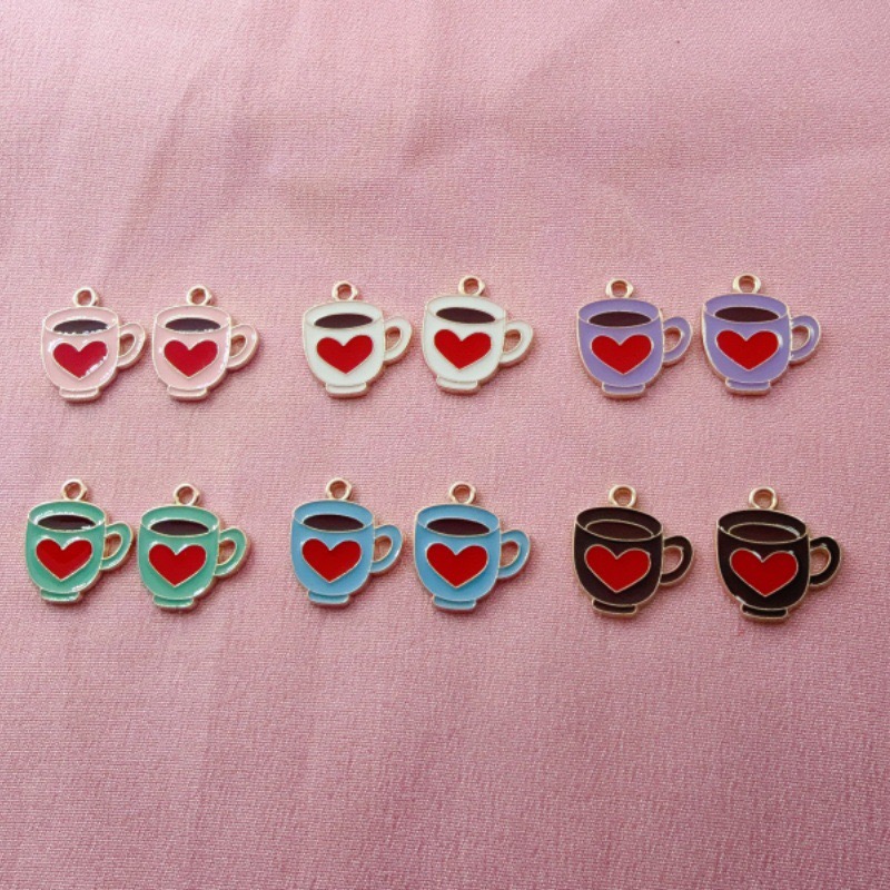 Coffee&Tea House Opinie - 12pcs Colorful Drip Oil Love Coffee