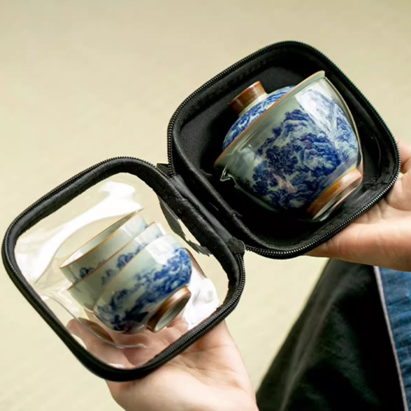 Gongfu Tea Set - Chinese Retro Blue and White Porcelain