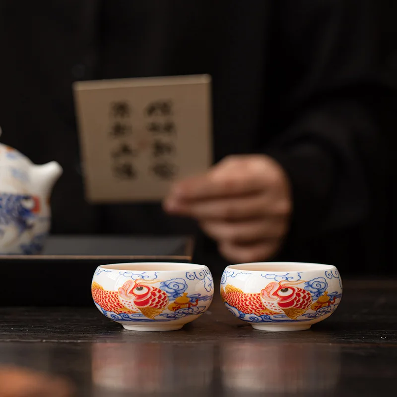 1PC White Jade Porcelain Drago – обзор и цена Gongfu Tea Set