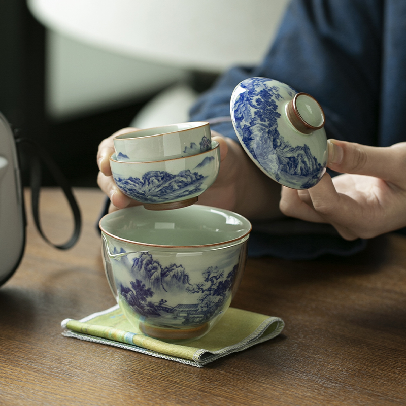Chinese Retro Blue and White P – обзор и цена Gongfu Tea Set